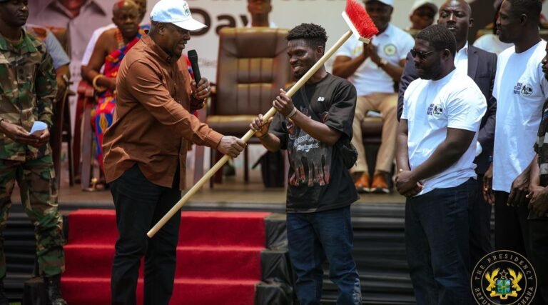 Mahama Bolsters Sanitation Drive with Major Equipment Donation to BuzzStop Boys